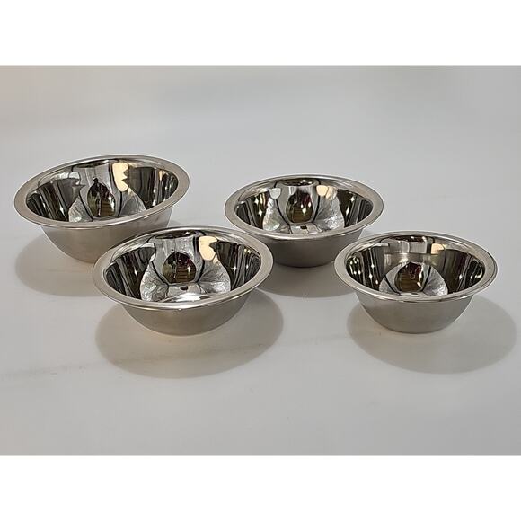 Set of 4 Stainless Steel Mixing Bowls • Assorted Sizes • 5¼", 6⅜" (2), 7" [18] - Picture 2 of 9